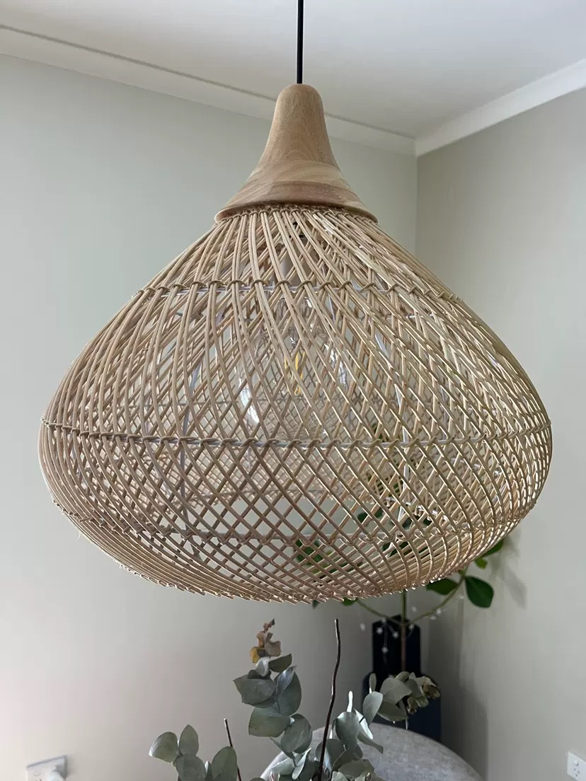 Boho Style Rattan Pendant Light real product photo 2