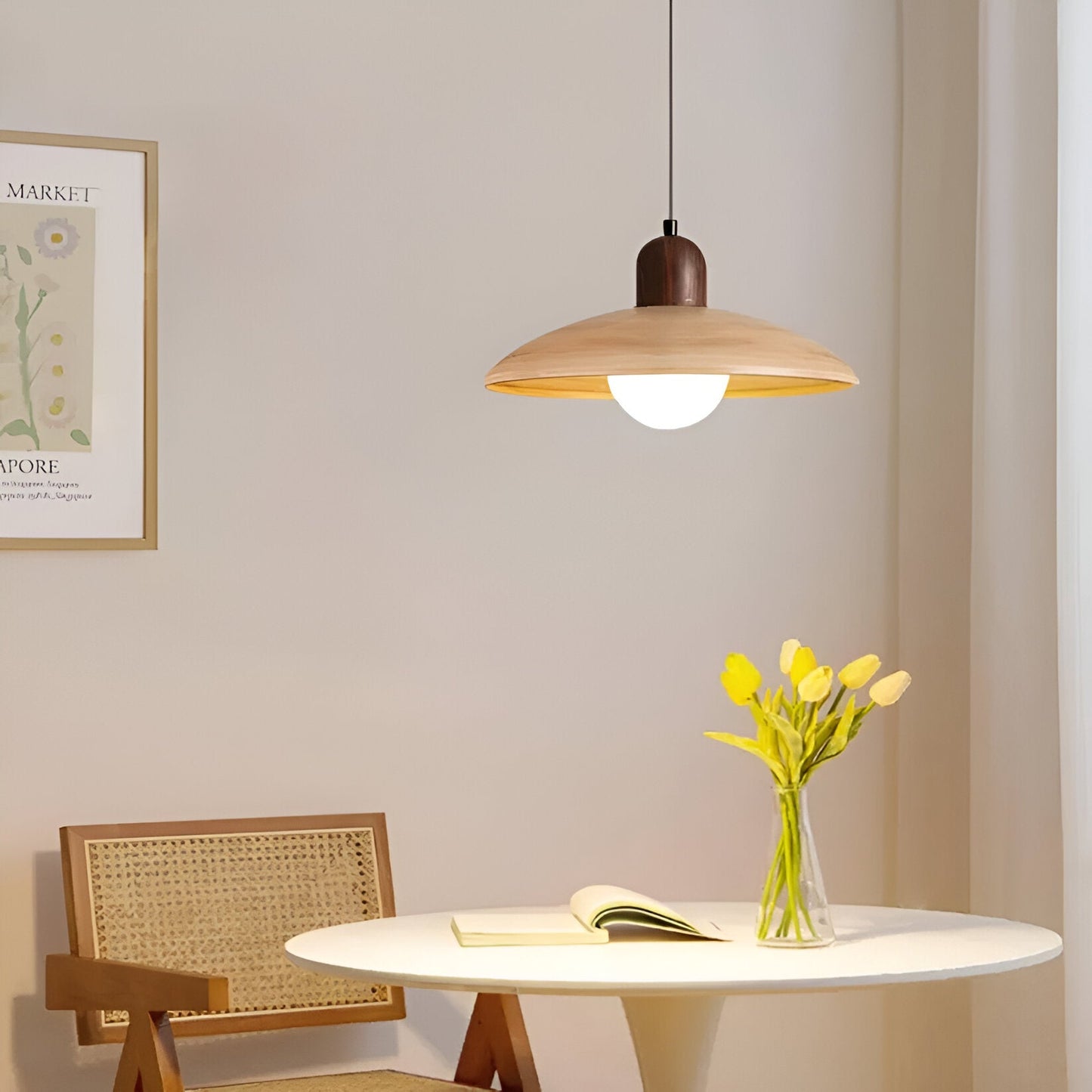 Japanese Style Wabi-Sabi Walnut Pendant Light