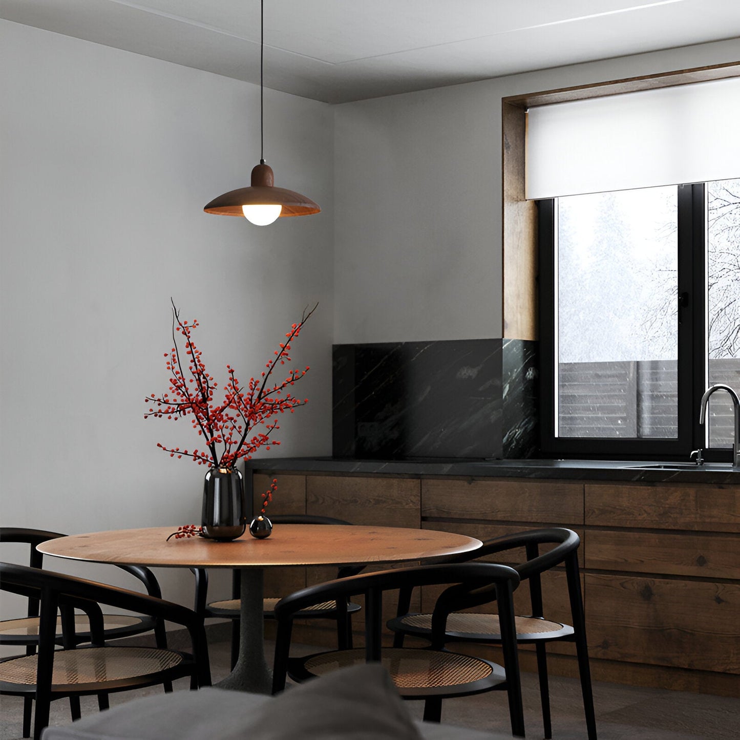 Japanese Style Wabi-Sabi Walnut Pendant Light