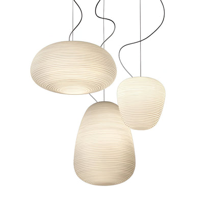 Nordic Modern Ribbed Opal White Globe Glass Pendant Light