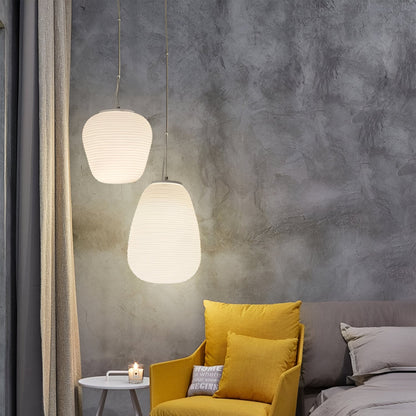 Nordic Modern Ribbed Opal White Globe Glass Pendant Light