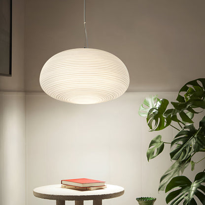 Nordic Modern Ribbed Opal White Globe Glass Pendant Light