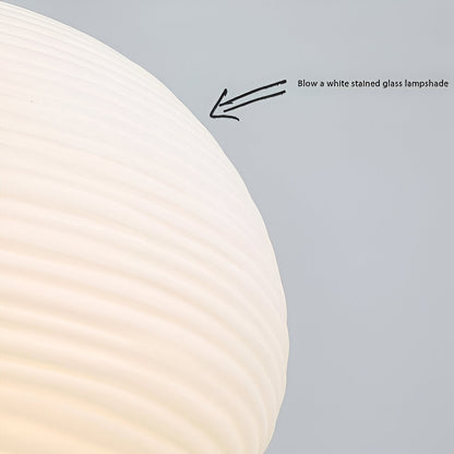 Nordic Modern Ribbed Opal White Globe Glass Pendant Light