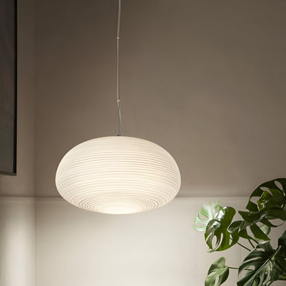 Nordic Modern Ribbed Opal White Globe Glass Pendant Light