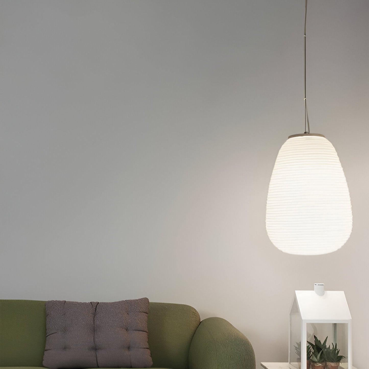 Nordic Modern Ribbed Opal White Globe Glass Pendant Light