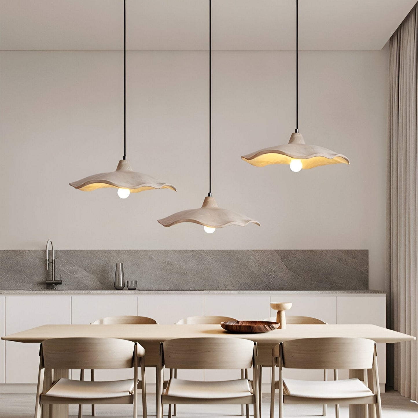 Nordic Wabi-Sabi Flower-Shaped Cement Pendant Light — Lubrel minimalist lighting