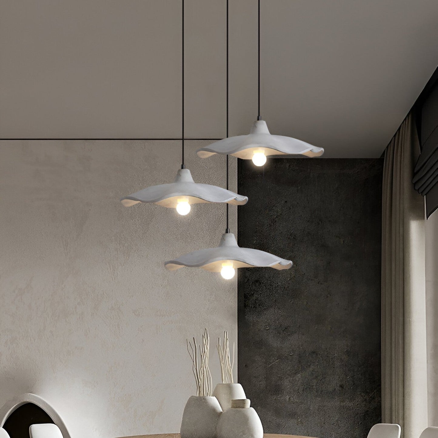 Nordic Wabi-Sabi Flower-Shaped Cement Pendant Light — Lubrel minimalist lighting