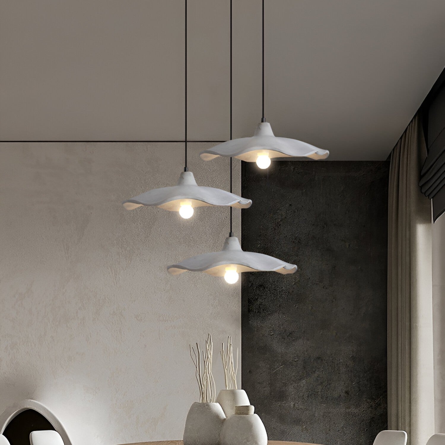 Nordic Wabi-Sabi Flower-Shaped Cement Pendant Light — Lubrel minimalist lighting