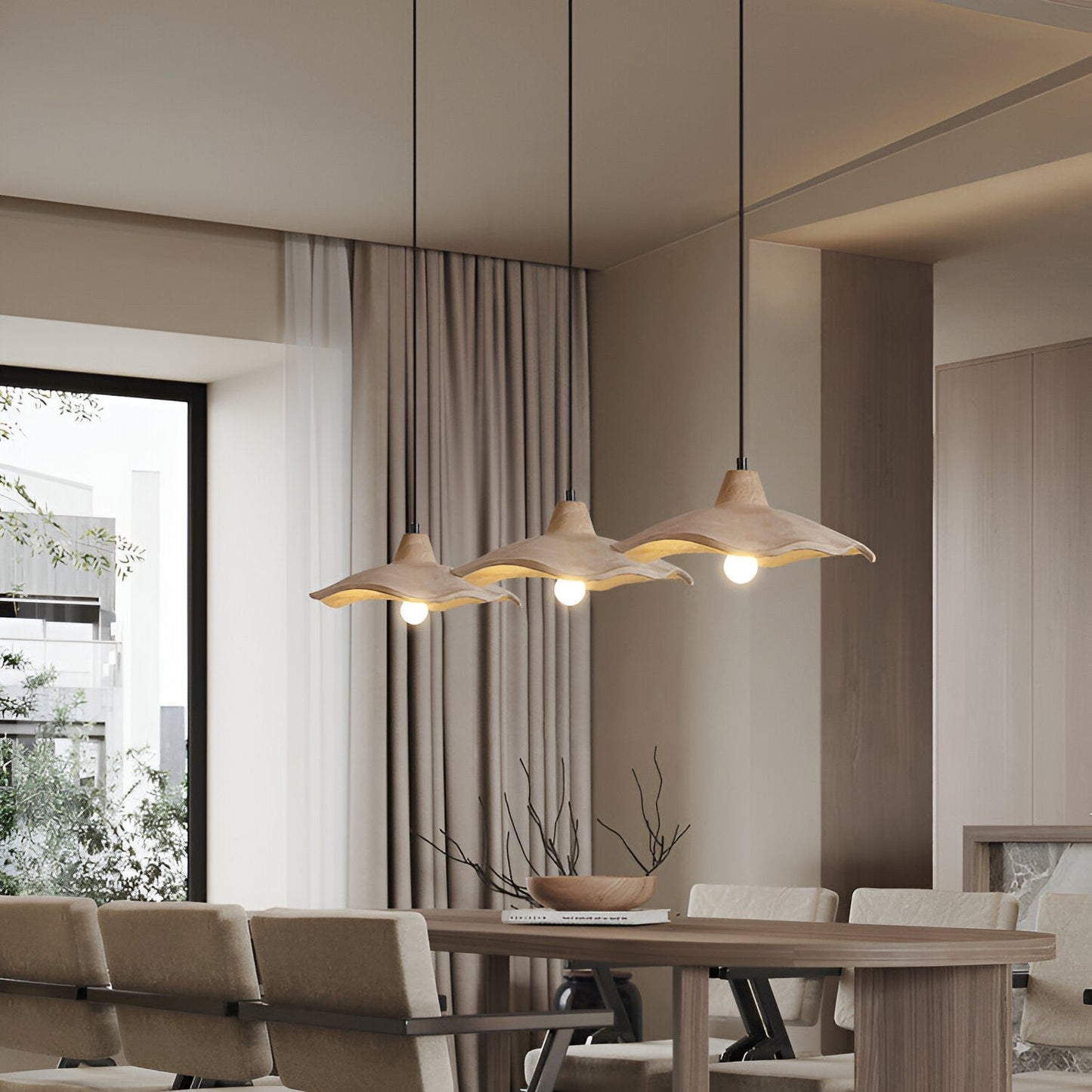 Nordic Wabi-Sabi Flower-Shaped Cement Pendant Light — Lubrel minimalist lighting