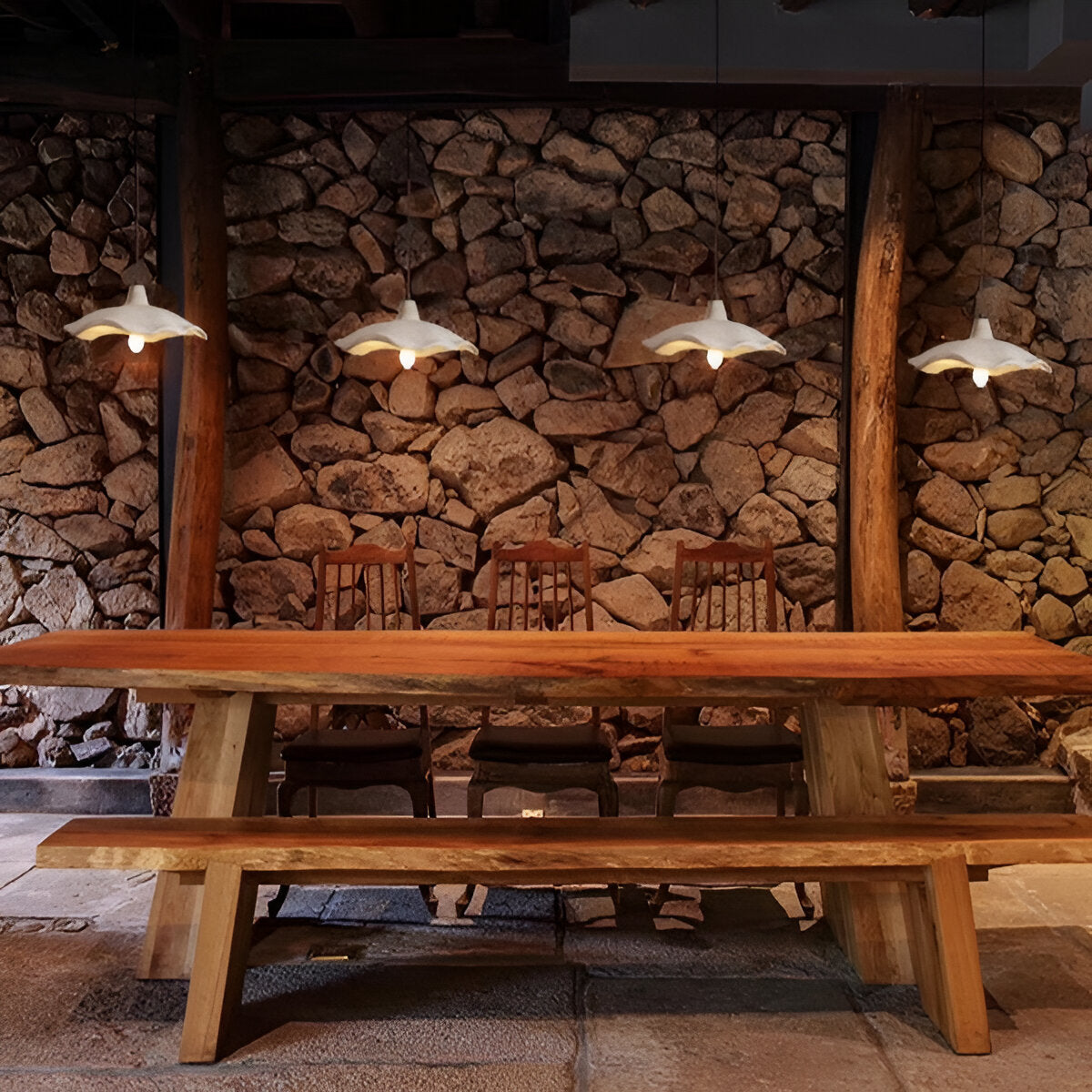 Nordic Wabi-Sabi Flower-Shaped Cement Pendant Light — Lubrel minimalist lighting