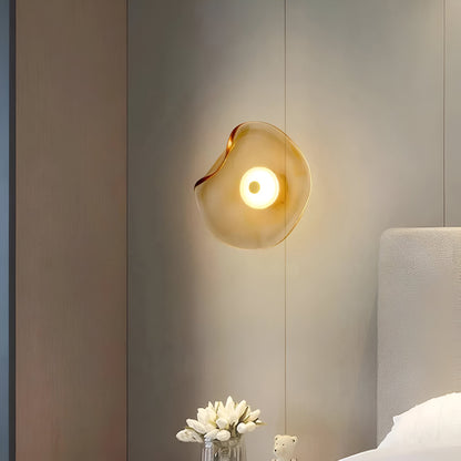 Nordic Curved Glass Japandi Style Glass Stone LED Wall Light