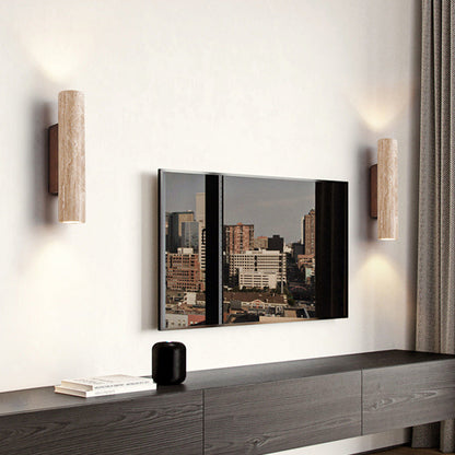 Japandi Tube Travertine Minimalist Wall Light