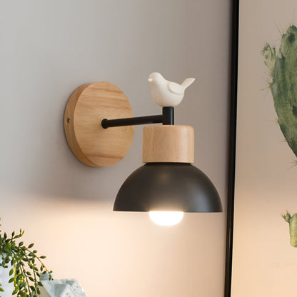 Nordic Wood Iron Shade Japandi Wall Light