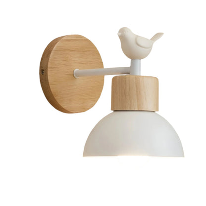 Nordic Wood Iron Shade Japandi Wall Light