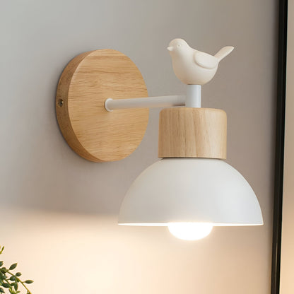 Nordic Wood Iron Shade Japandi Wall Light