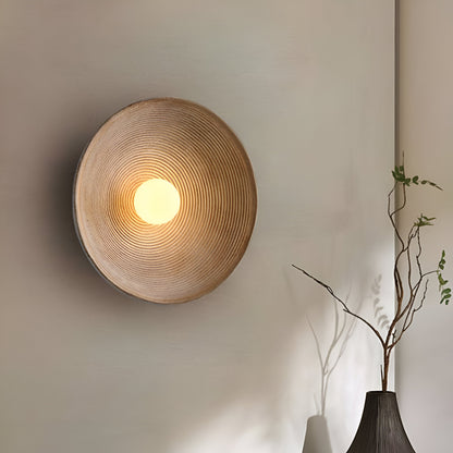 Retro Ceramic Style Resin Round Japandi LED Wall Light