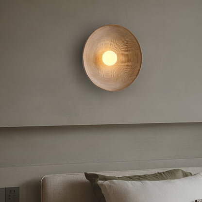Retro Ceramic Style Resin Round Japandi LED Wall Light