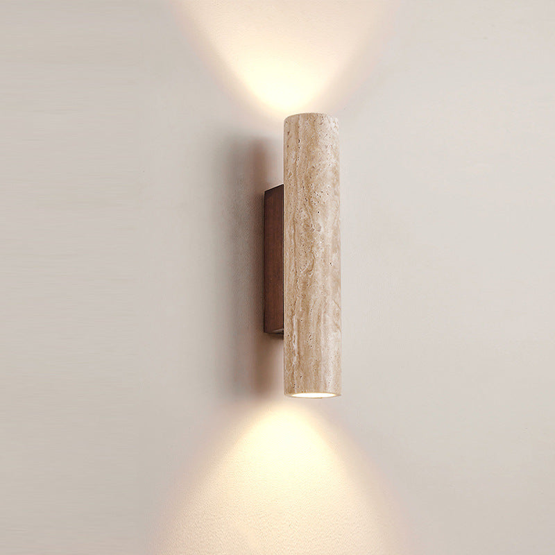 Japandi Tube Travertine Minimalist Wall Light