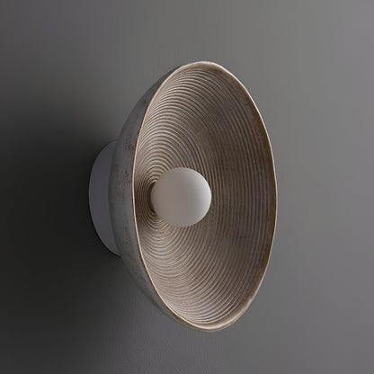 Retro Ceramic Style Resin Round Japandi LED Wall Light