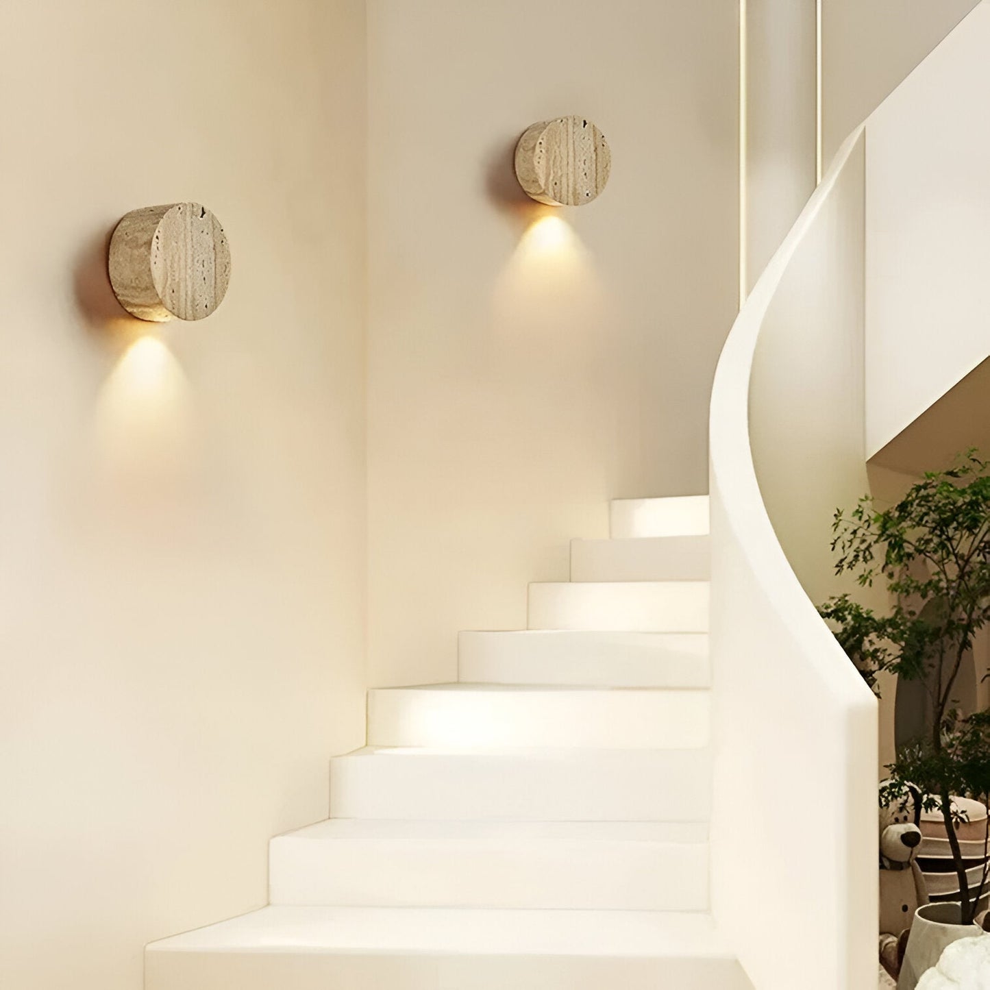 Japanese Wabi Sabi Natural Travertine Stone Wall Light