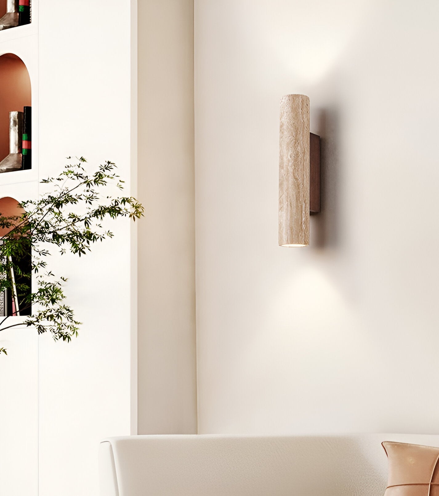 Japandi Tube Travertine Minimalist Wall Light