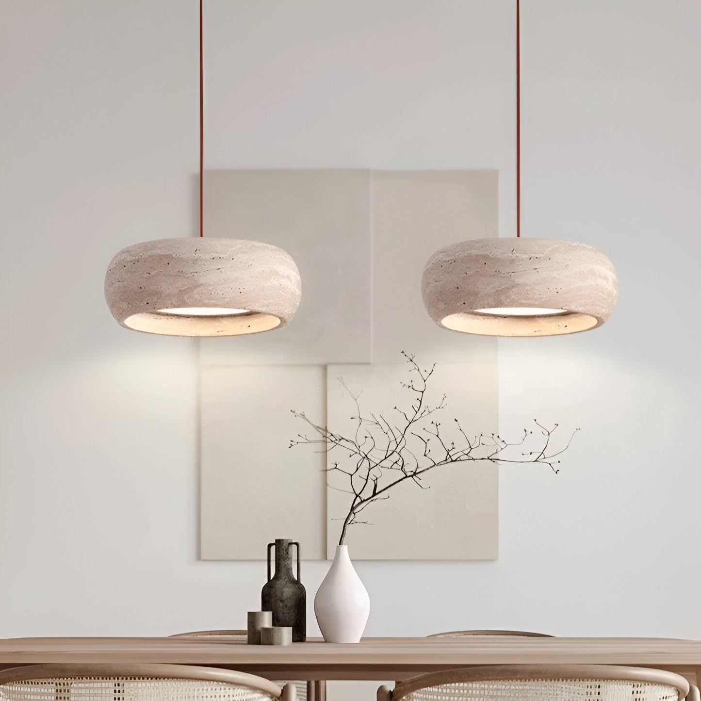 Wabi Sabi Style Travertine Stone Pendant Light