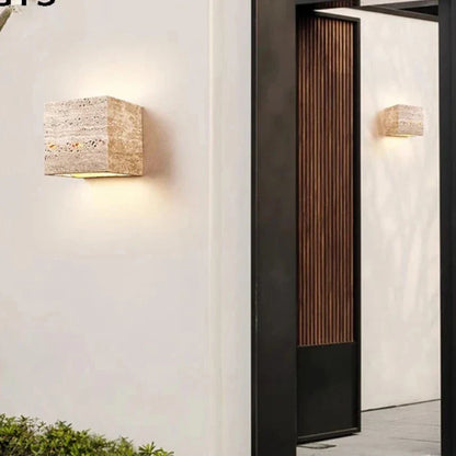 Travertine Stone Minimalist Outdoor LED Wall Light
