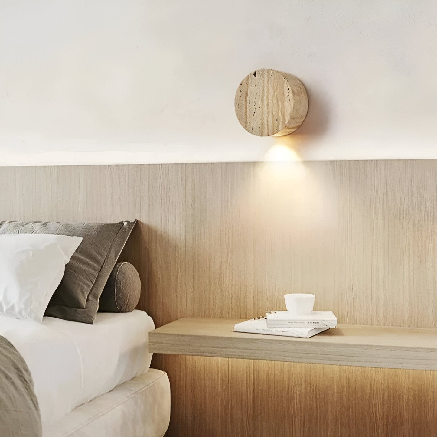 Japanese Wabi Sabi Natural Travertine Stone Wall Light