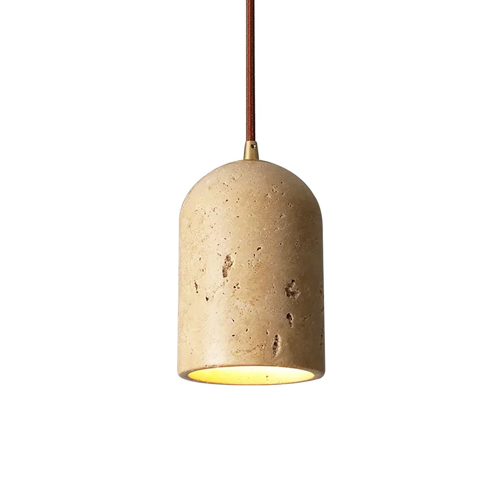 Vintage Travertine Cylinder Pendant Light