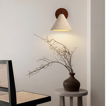 Yellow Travertine Cone LED Wall Light