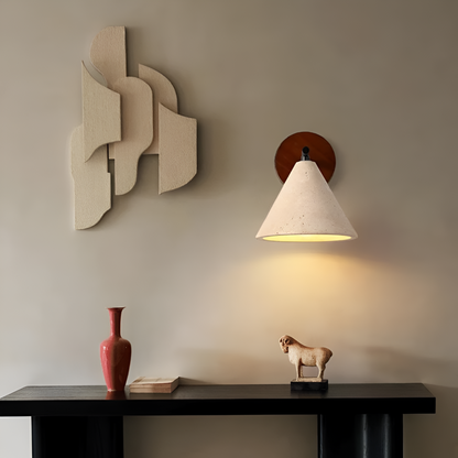 Yellow Travertine Cone LED Wall Light
