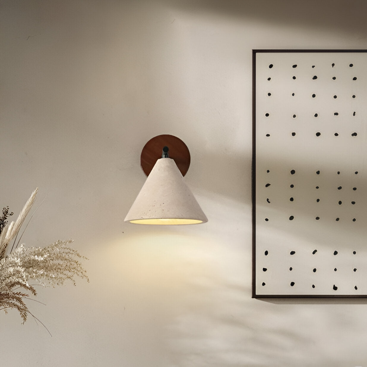 Yellow Travertine Cone LED Wall Light