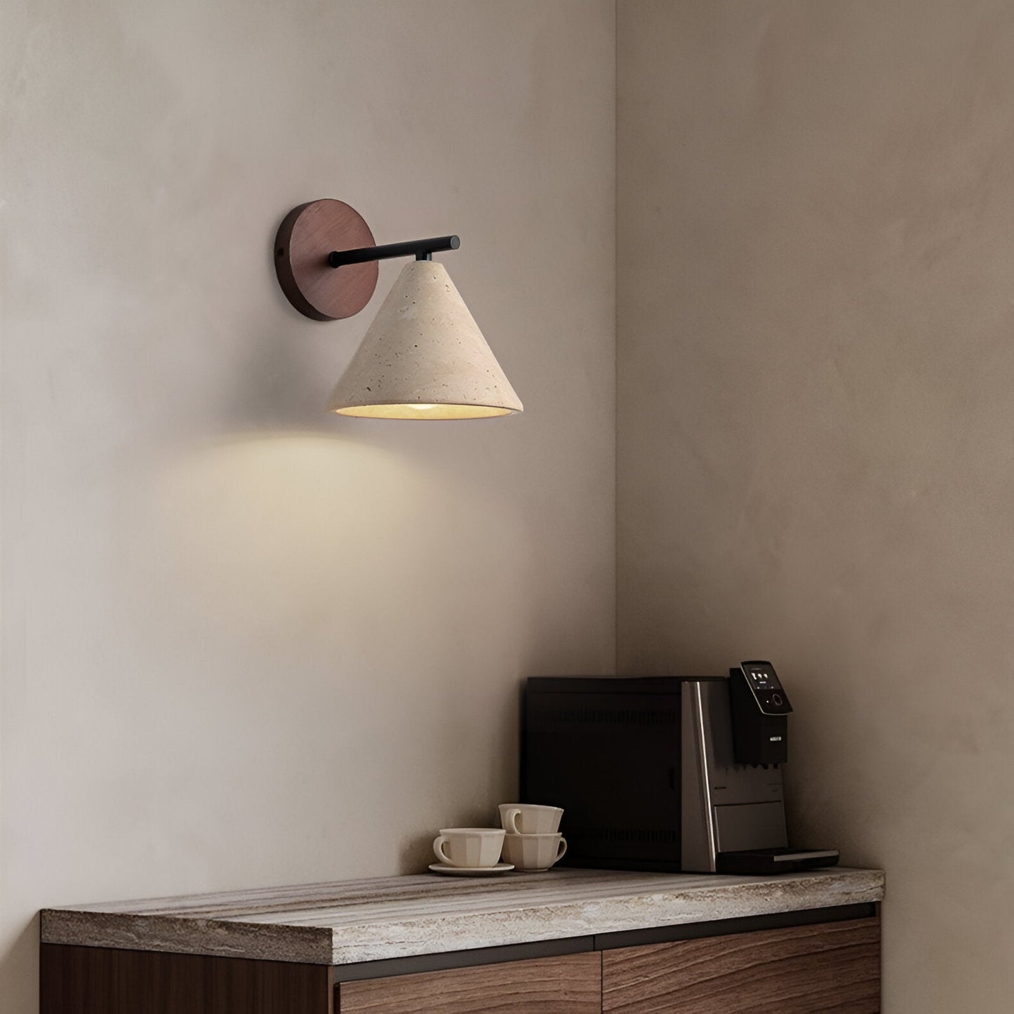 Yellow Travertine Cone LED Wall Light