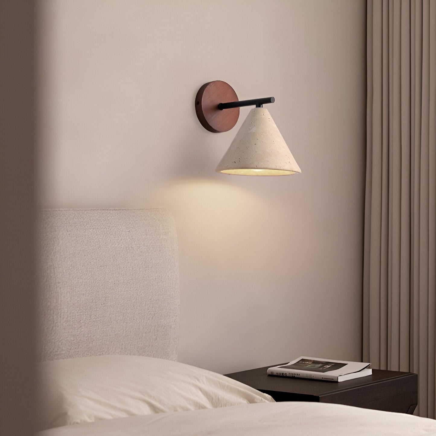 Yellow Travertine Cone LED Wall Light