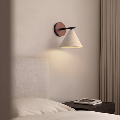 Yellow Travertine Cone LED Wall Light