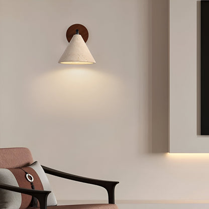 Yellow Travertine Cone LED Wall Light