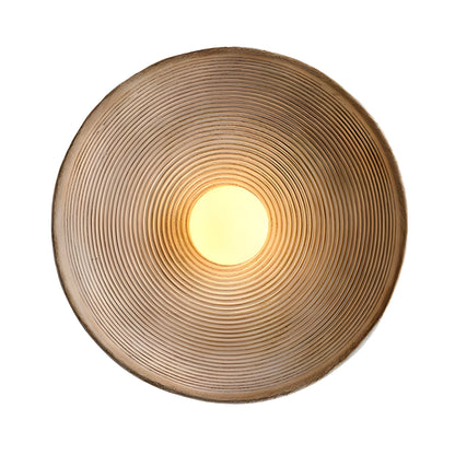 Retro Ceramic Style Resin Round Japandi LED Wall Light
