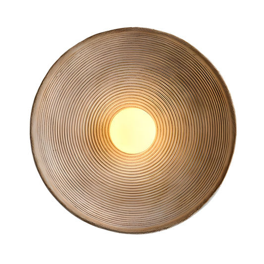 Retro Ceramic Style Resin Round Japandi LED Wall Light
