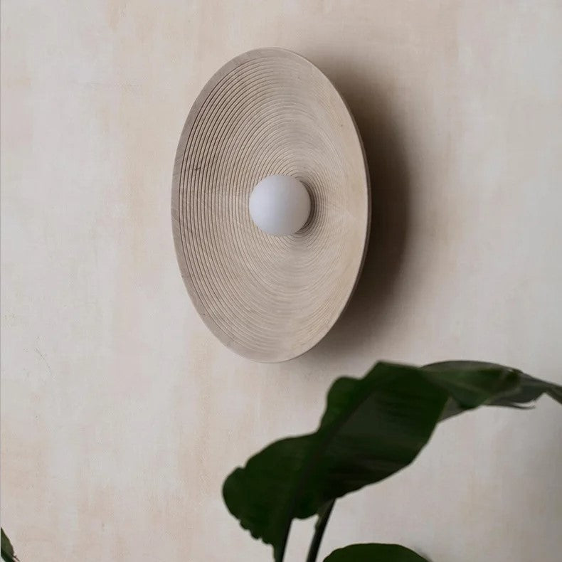 Retro Ceramic Style Resin Round Japandi LED Wall Light