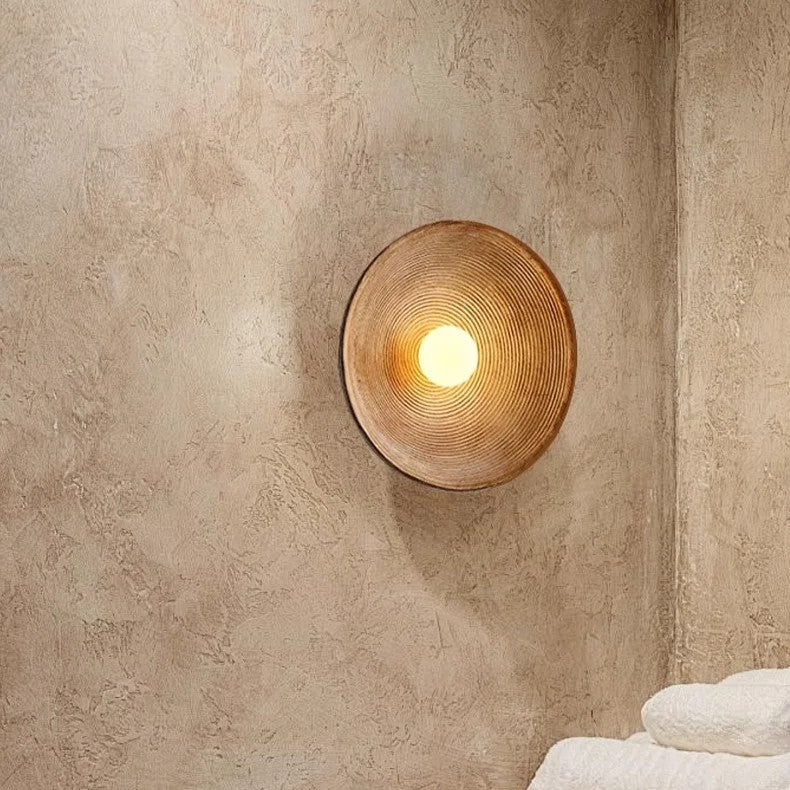 Retro Ceramic Style Resin Round Japandi LED Wall Light