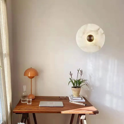 Nordic Alabaster Round LED Wall Light
