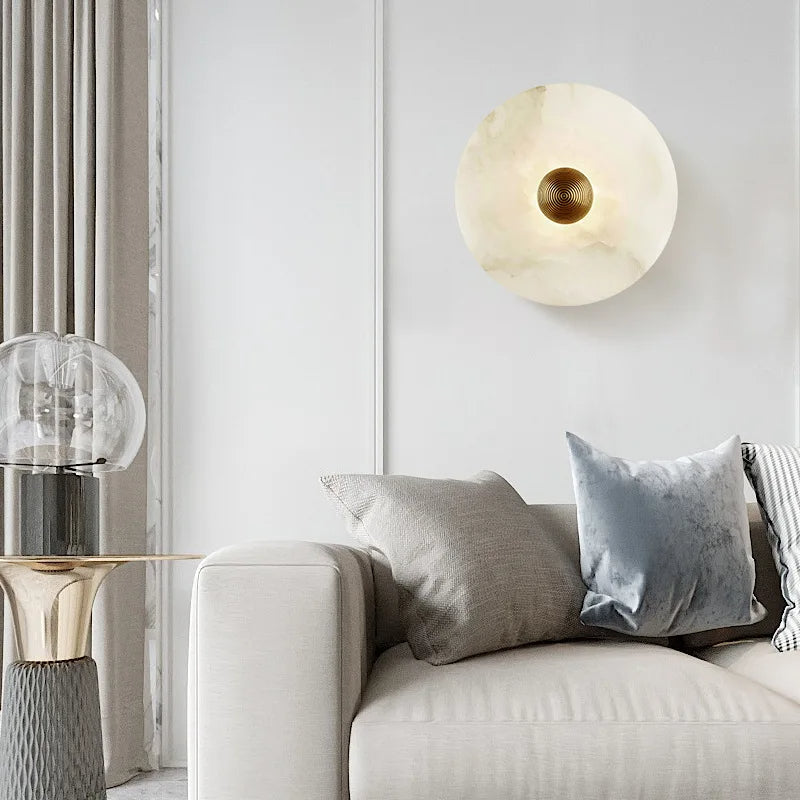 Nordic Alabaster Round LED Wall Light