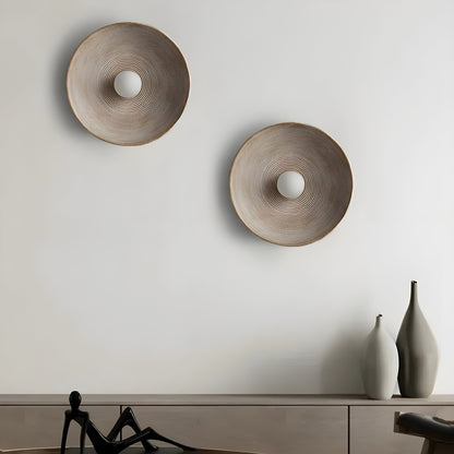 Retro Ceramic Style Resin Round Japandi LED Wall Light
