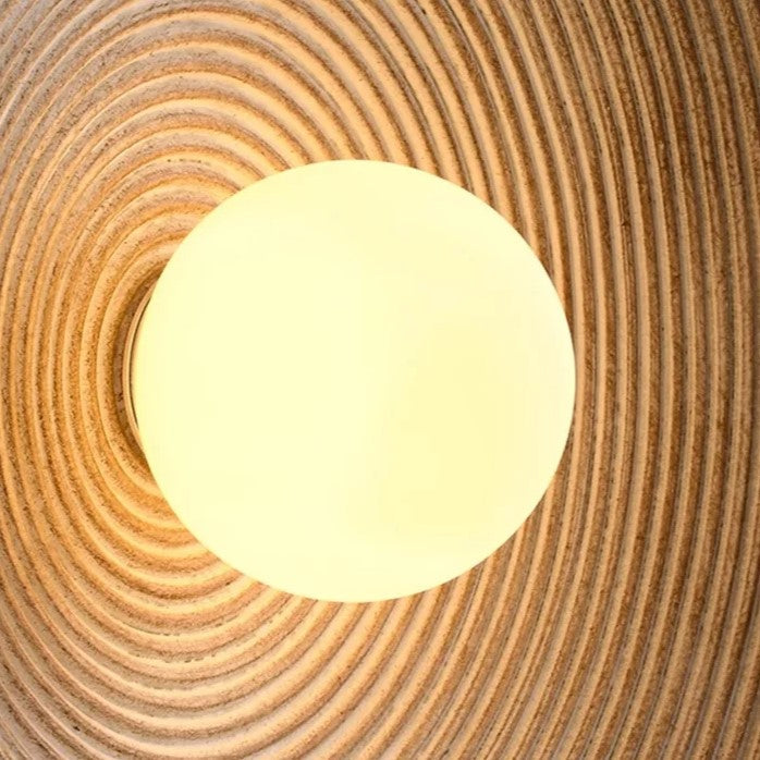 Retro Ceramic Style Resin Round Japandi LED Wall Light