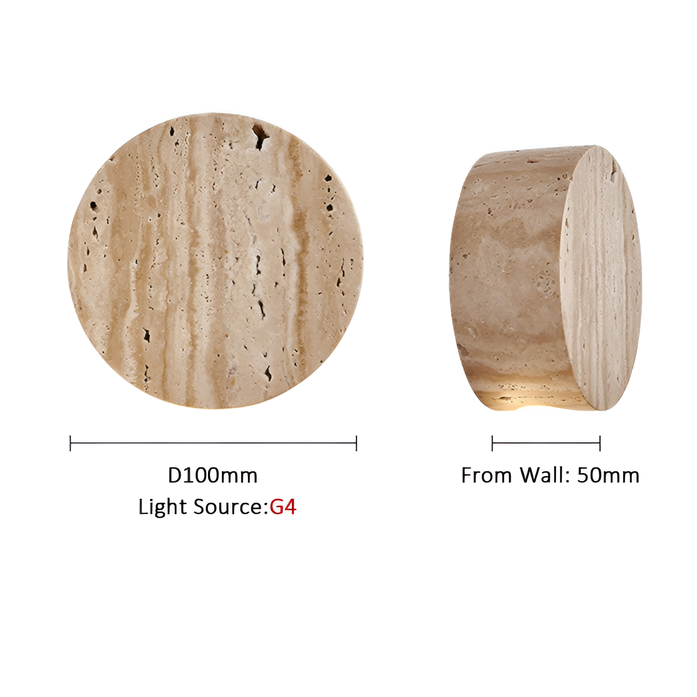 Japanese Wabi Sabi Natural Travertine Stone Wall Light