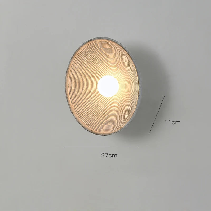 Retro Ceramic Style Resin Round Japandi LED Wall Light